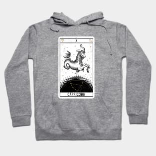 Capricorn Distressed Goth Tarot Zodiac Sign Hoodie